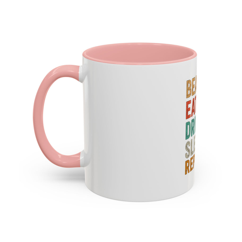 "Beach, Eat, Drink, Sleep, Repeat" Accent Coffee Mug (11, 15oz)