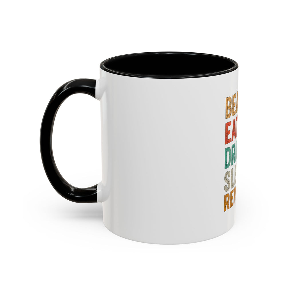 "Beach, Eat, Drink, Sleep, Repeat" Accent Coffee Mug (11, 15oz)
