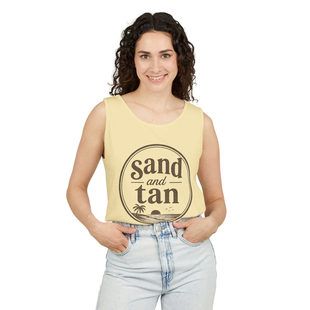 Sand and Tan Beach Tank Top — Vintage Surf Graphic
