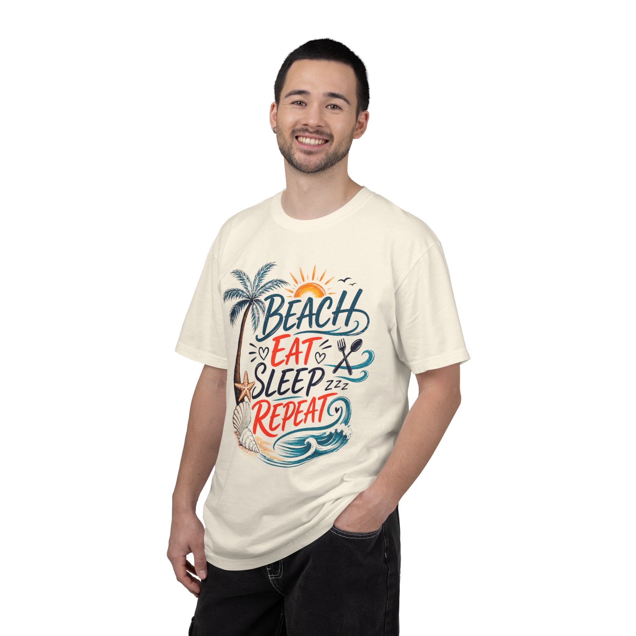 Beach, Drink, Sleep, Repeat T-Shirt — Retro Crest Tee