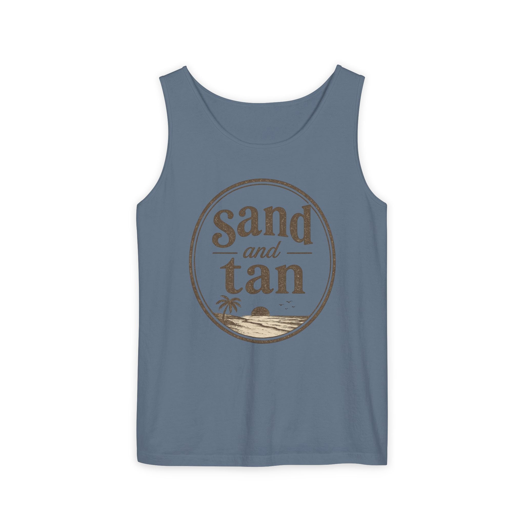 Sand and Tan Beach Tank Top — Vintage Surf Graphic