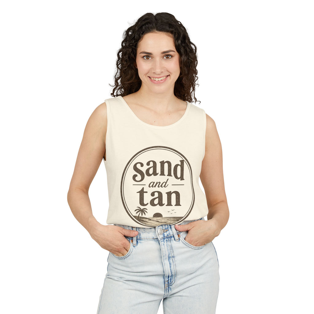 Sand and Tan Beach Tank Top — Vintage Surf Graphic