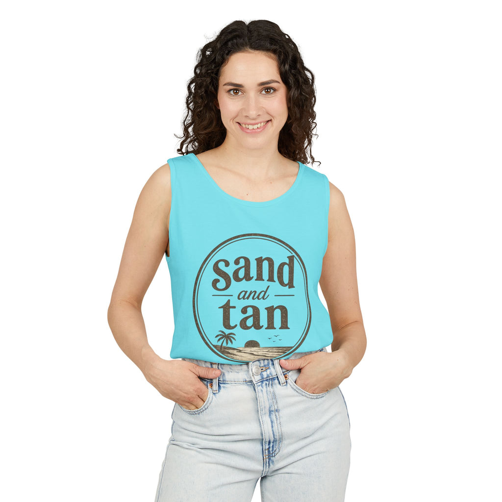 Sand and Tan Beach Tank Top — Vintage Surf Graphic
