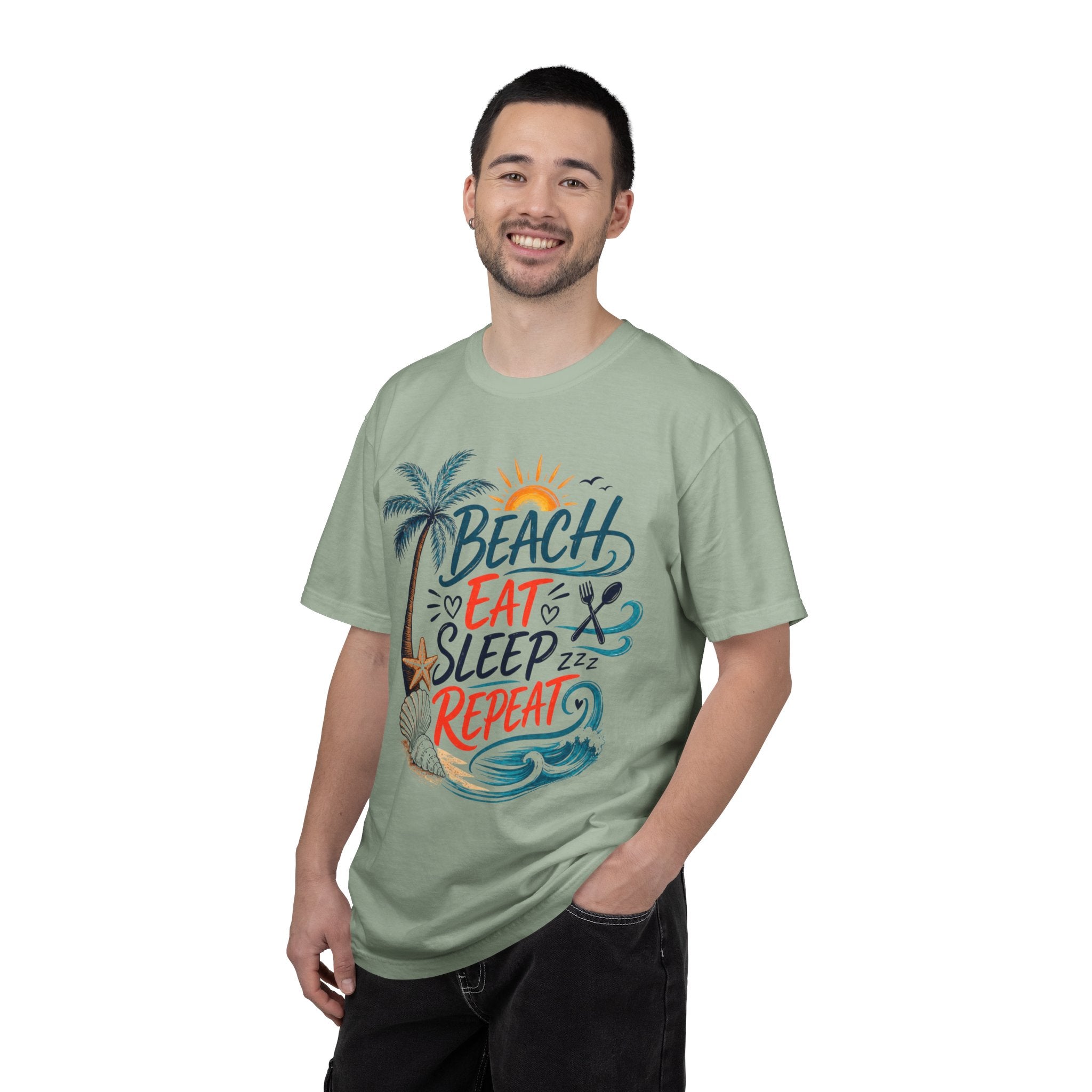 Beach, Drink, Sleep, Repeat T-Shirt — Retro Crest Tee