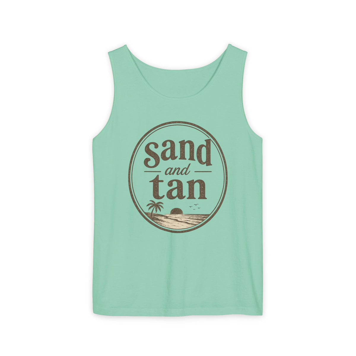 Sand and Tan Beach Tank Top — Vintage Surf Graphic