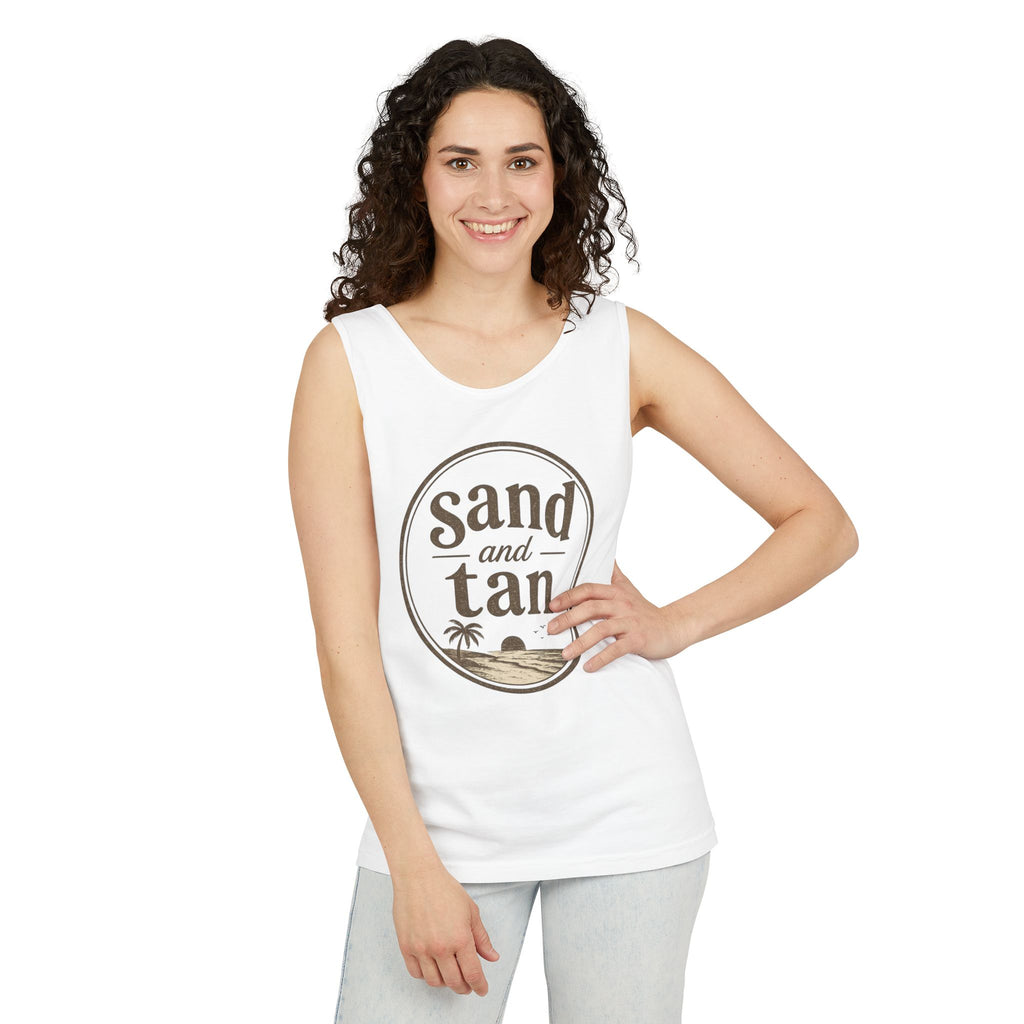 Sand and Tan Beach Tank Top — Vintage Surf Graphic