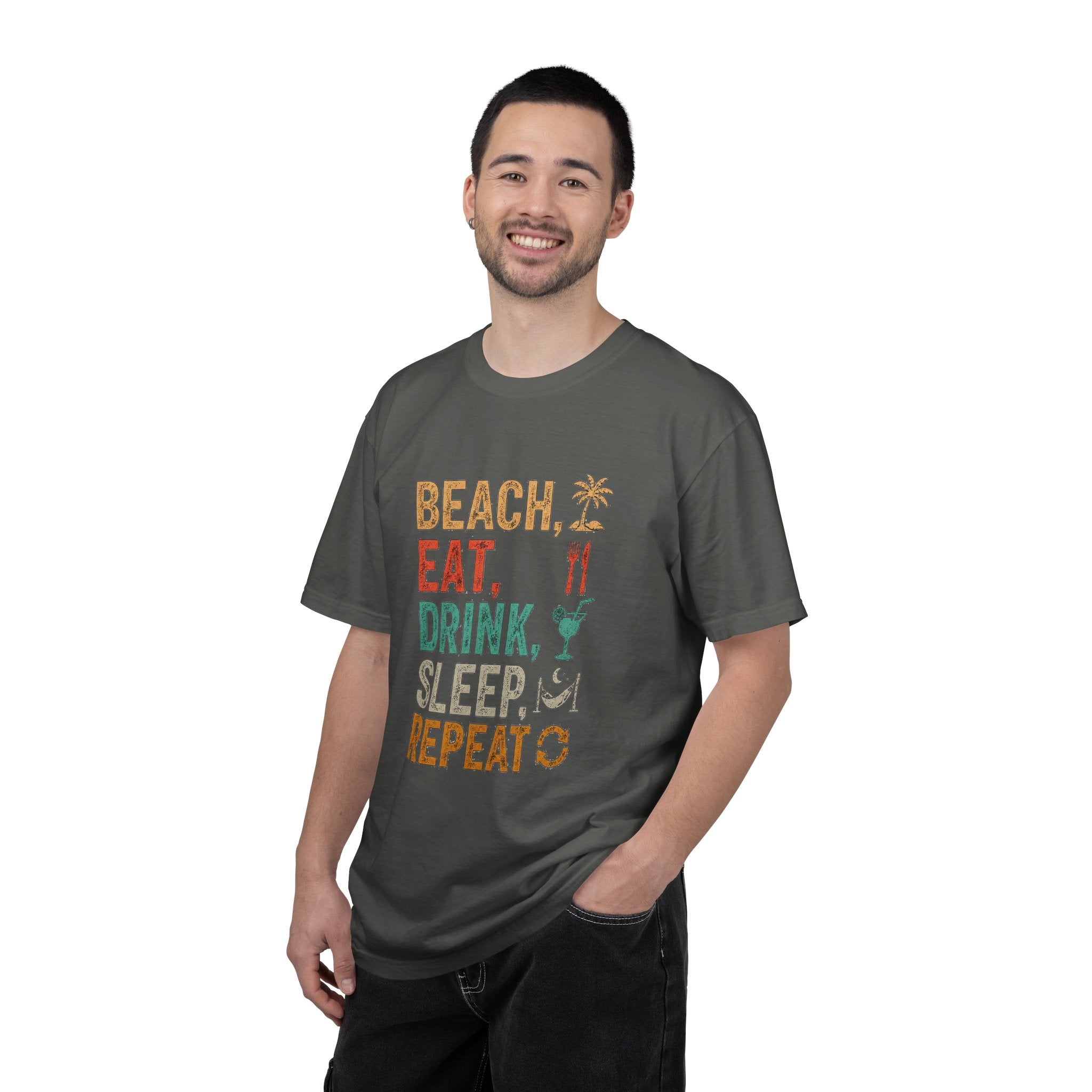 Beach, Eat, Drink, Sleep, Repeat T-Shirt — Icon Graphic Tee