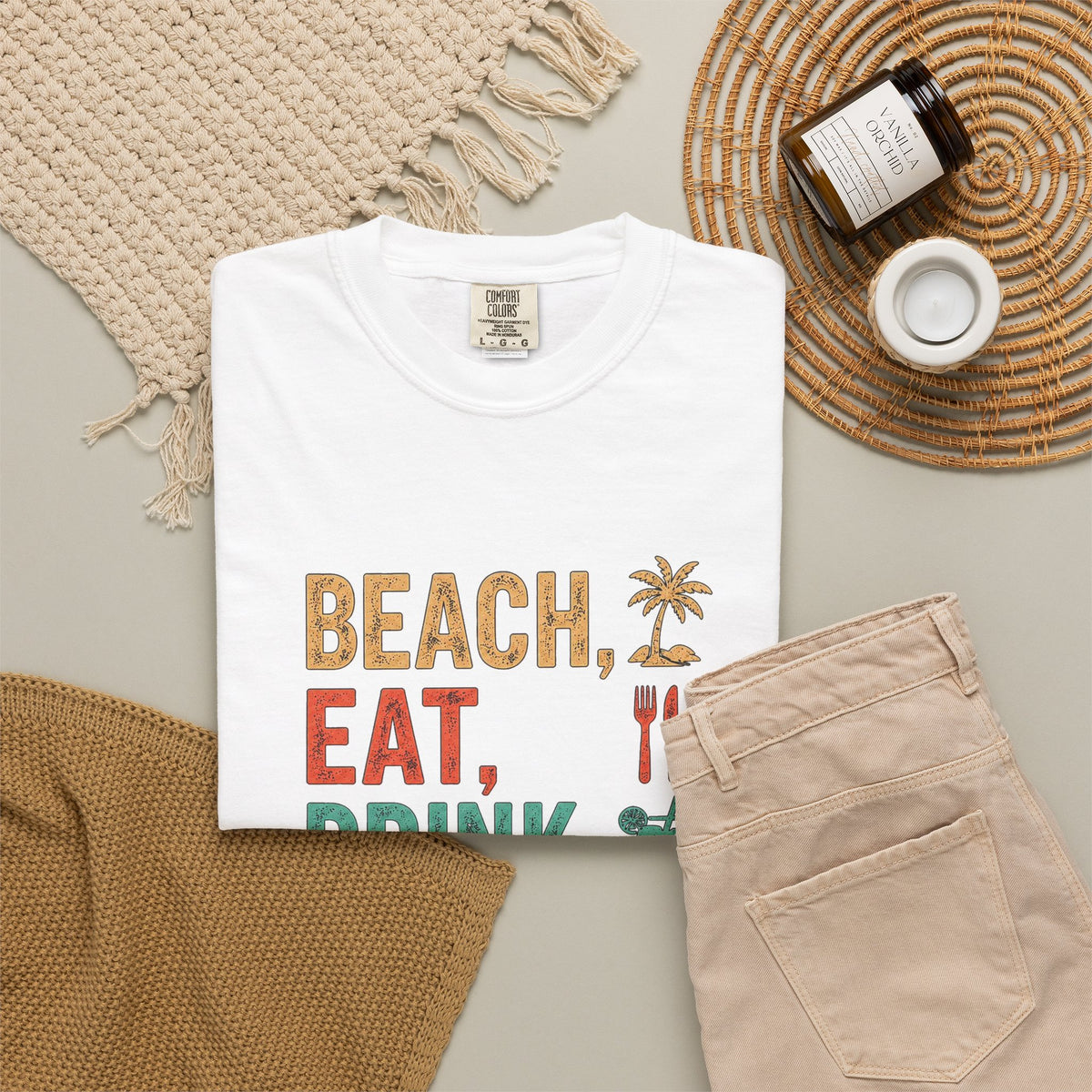Beach, Eat, Drink, Sleep, Repeat T-Shirt — Icon Graphic Tee