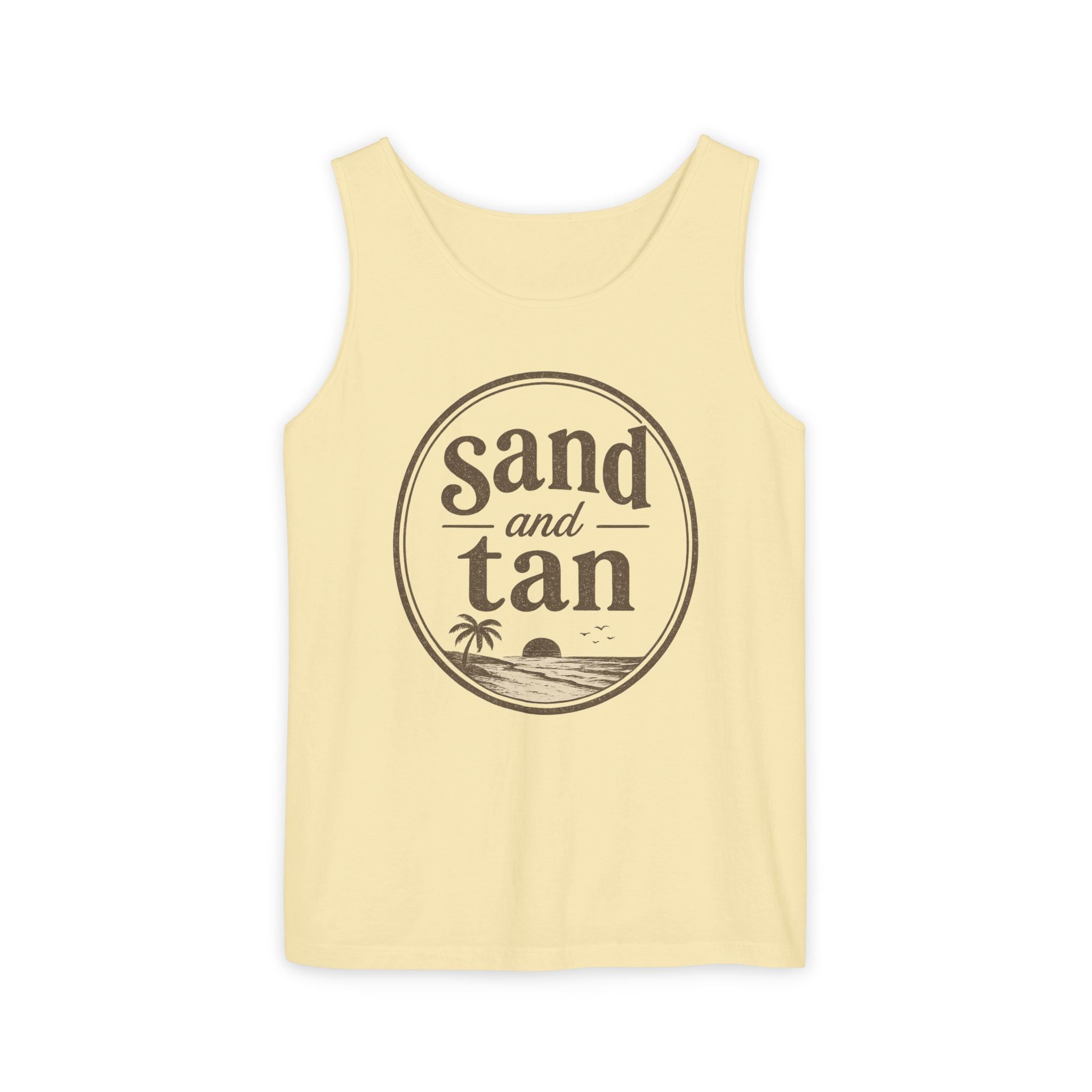 Sand and Tan Beach Tank Top — Vintage Surf Graphic