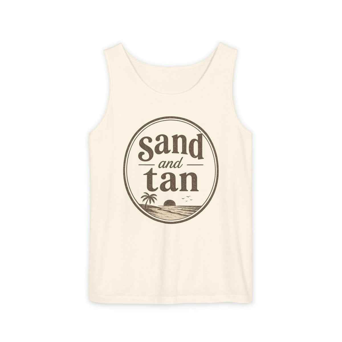 Sand and Tan Beach Tank Top — Vintage Surf Graphic