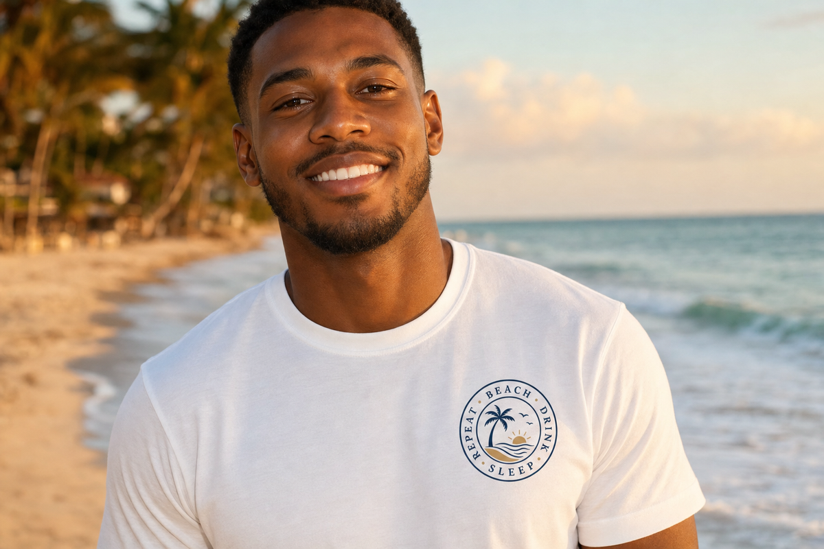 Beach, Drink, Sleep, Repeat T-Shirt — Vintage Coastal Graphic Tee
