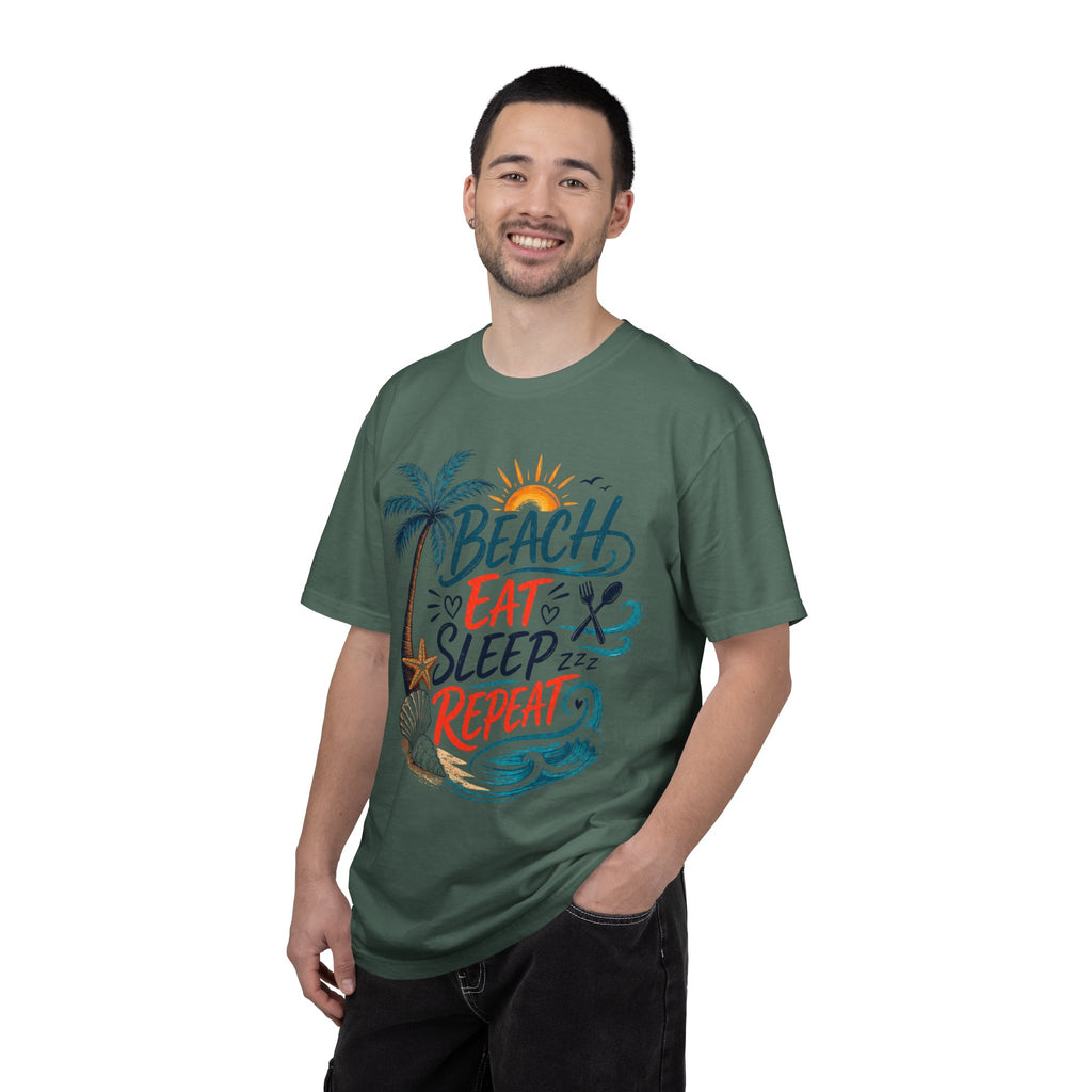 Beach, Drink, Sleep, Repeat T-Shirt — Retro Crest Tee