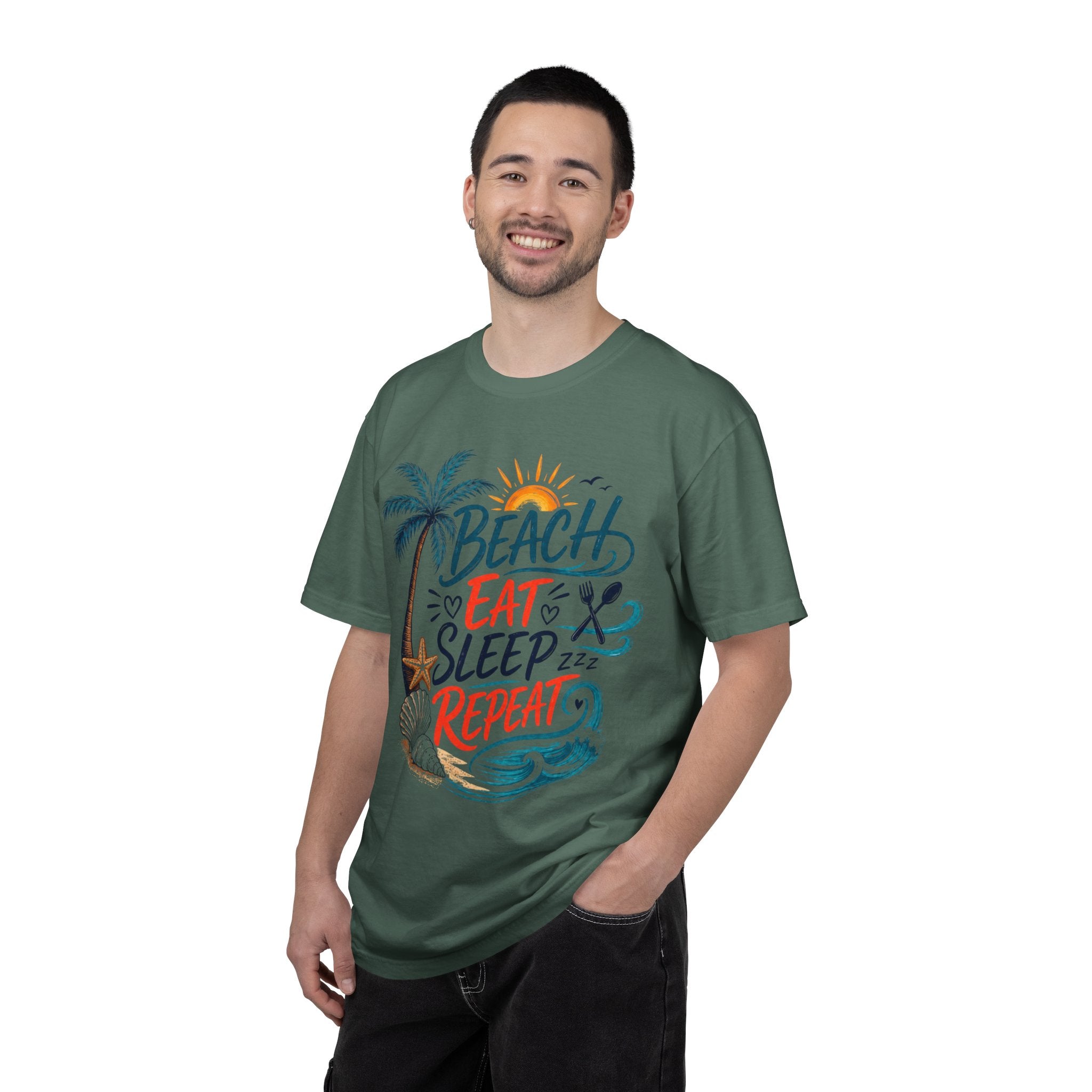 Beach, Drink, Sleep, Repeat T-Shirt — Retro Crest Tee