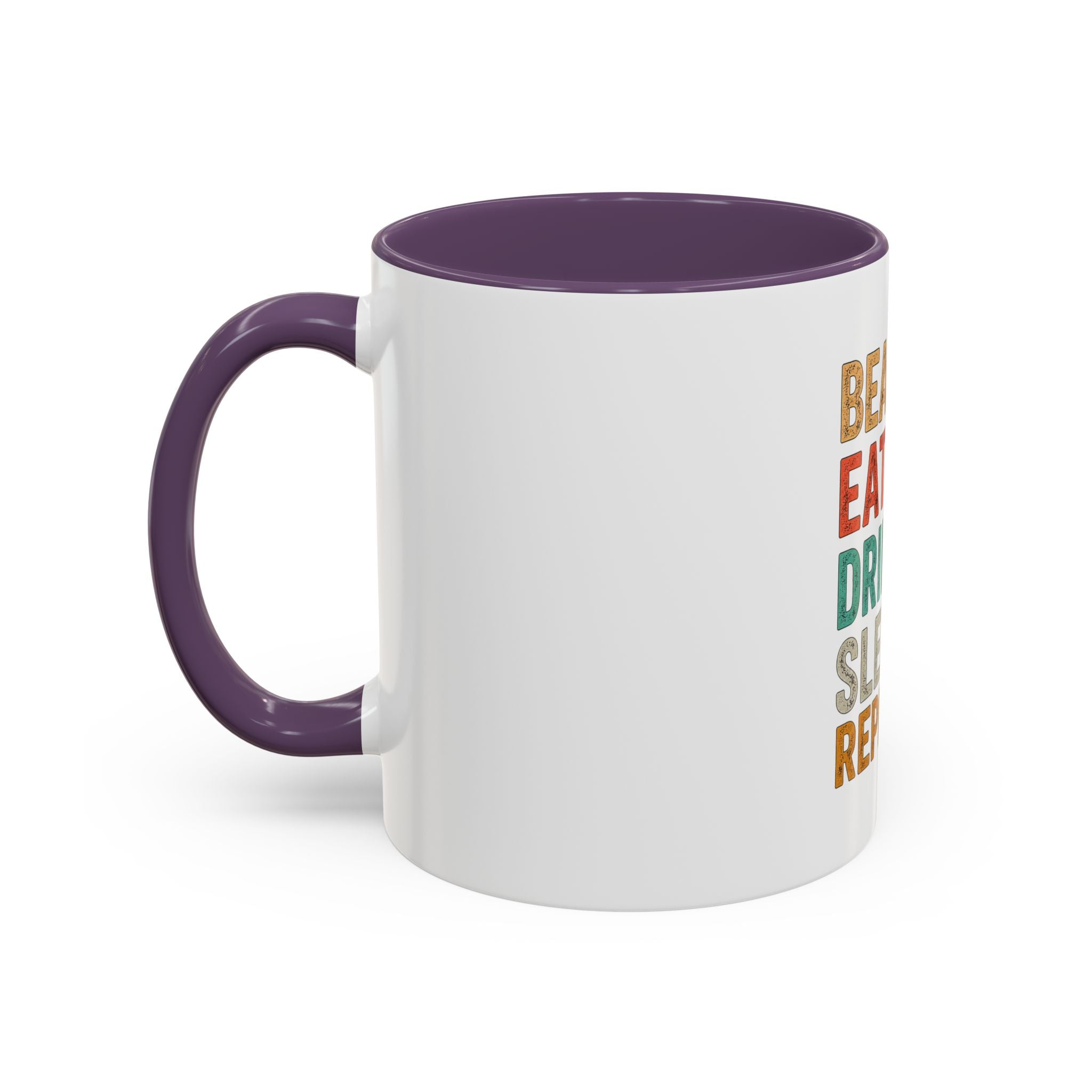 "Beach, Eat, Drink, Sleep, Repeat" Accent Coffee Mug (11, 15oz)