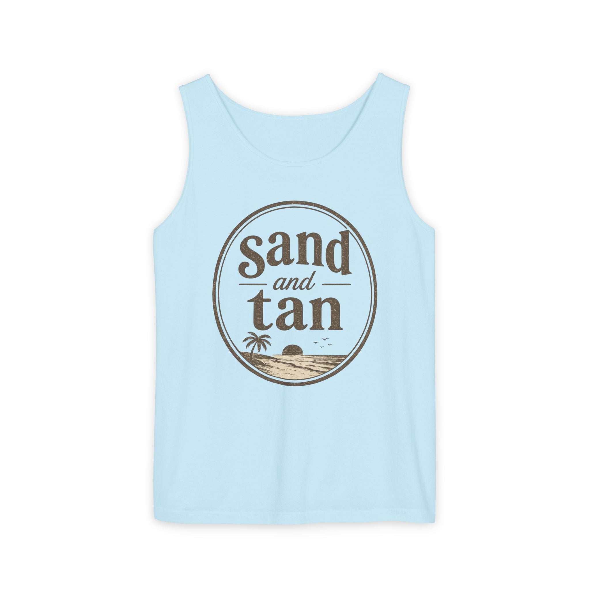 Sand and Tan Beach Tank Top — Vintage Surf Graphic