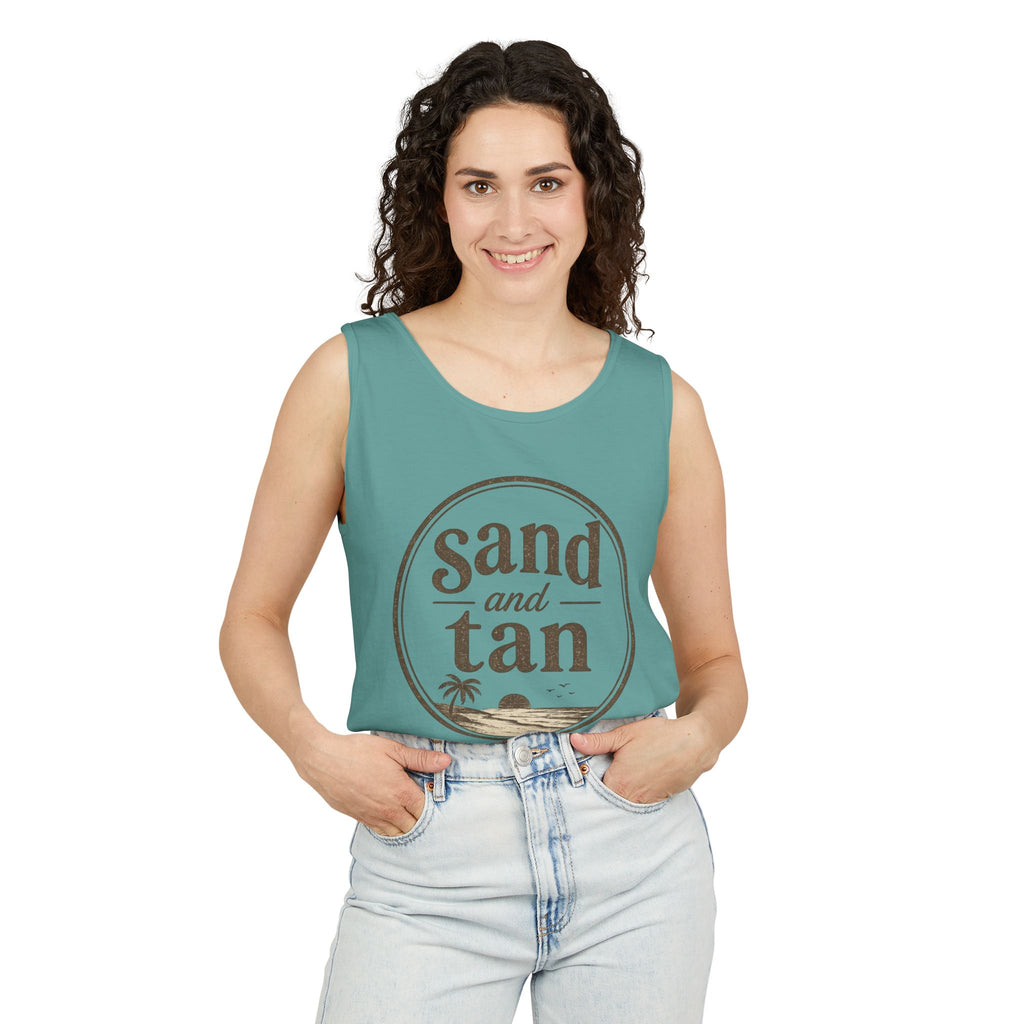 Sand and Tan Beach Tank Top — Vintage Surf Graphic