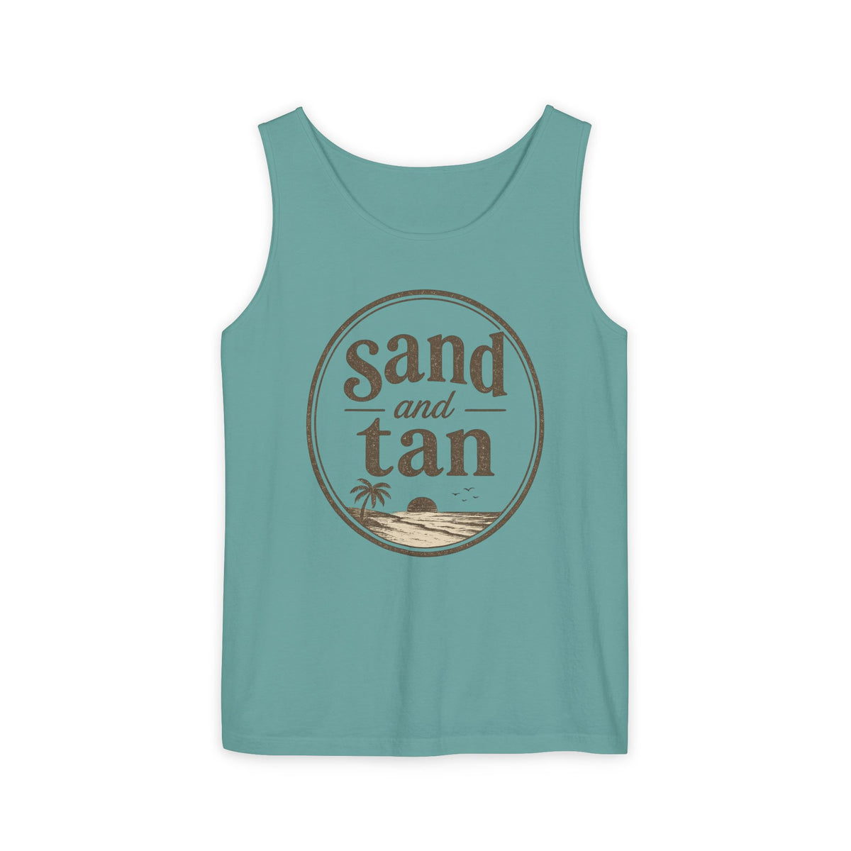 Sand and Tan Beach Tank Top — Vintage Surf Graphic