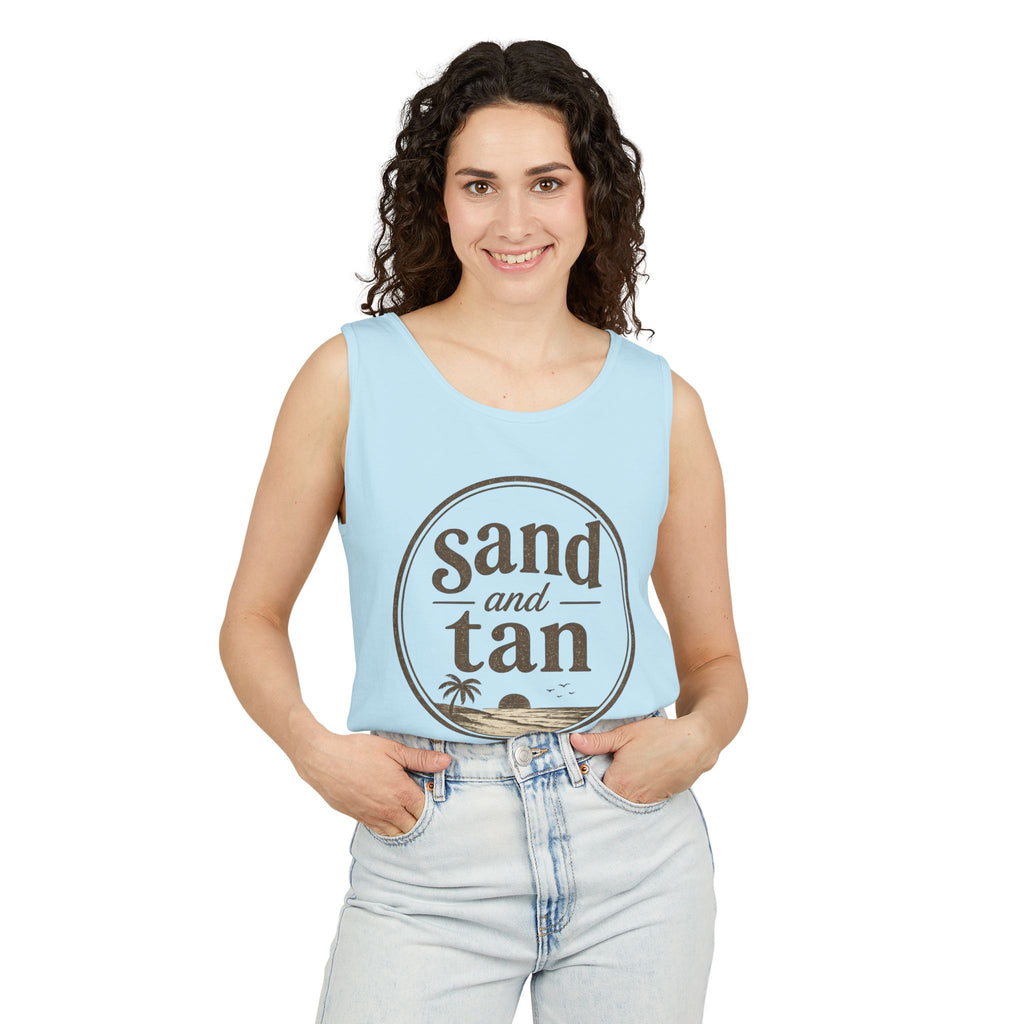 Sand and Tan Beach Tank Top — Vintage Surf Graphic