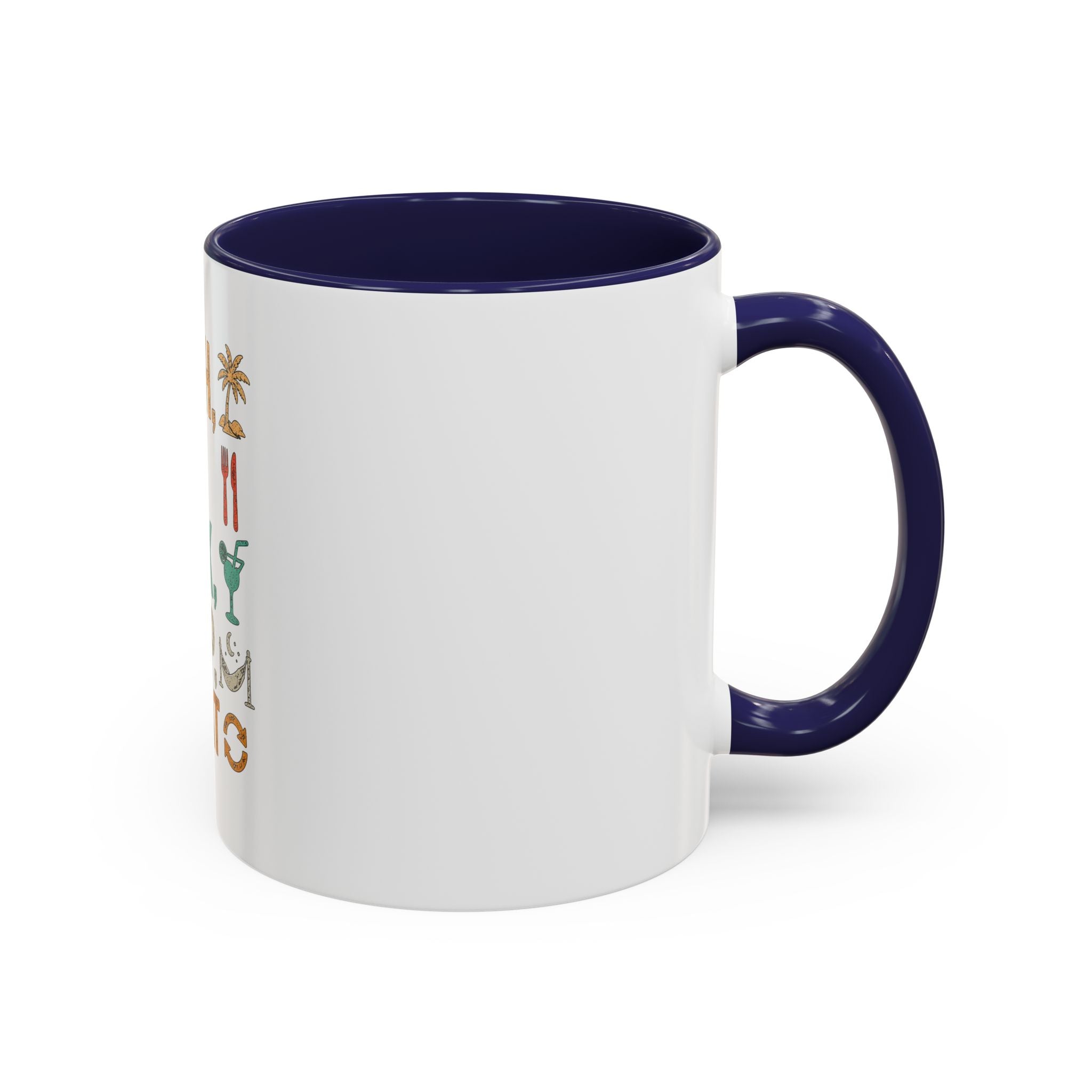 "Beach, Eat, Drink, Sleep, Repeat" Accent Coffee Mug (11, 15oz)
