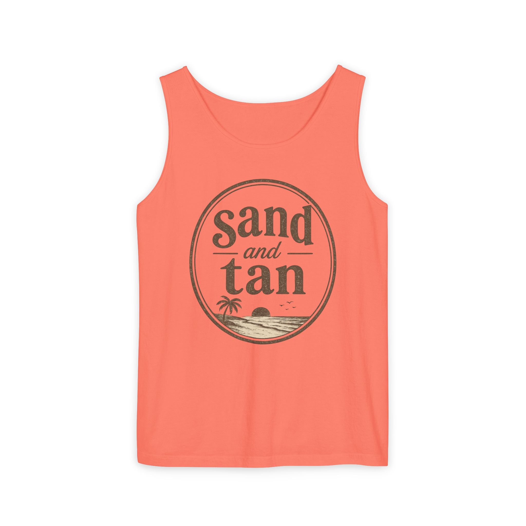 Sand and Tan Beach Tank Top — Vintage Surf Graphic