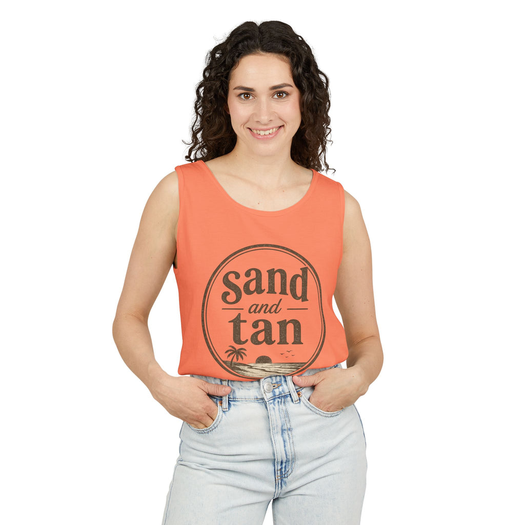 Sand and Tan Beach Tank Top — Vintage Surf Graphic