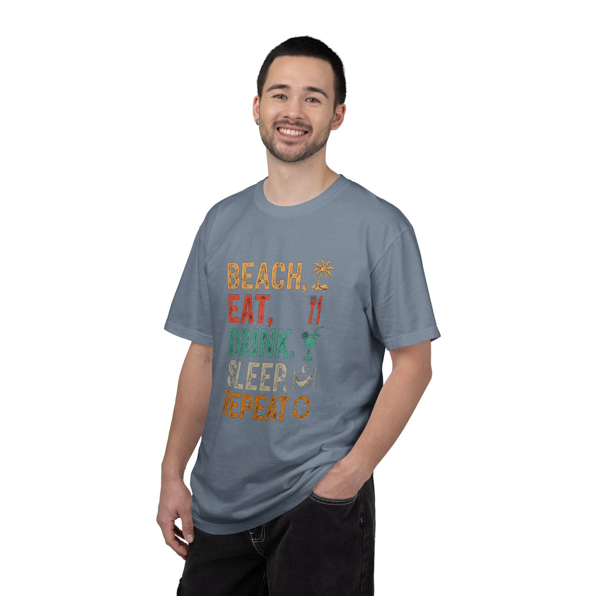 Beach, Eat, Drink, Sleep, Repeat T-Shirt — Icon Graphic Tee