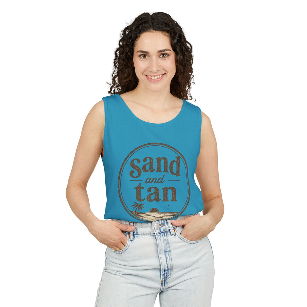 Sand and Tan Beach Tank Top — Vintage Surf Graphic