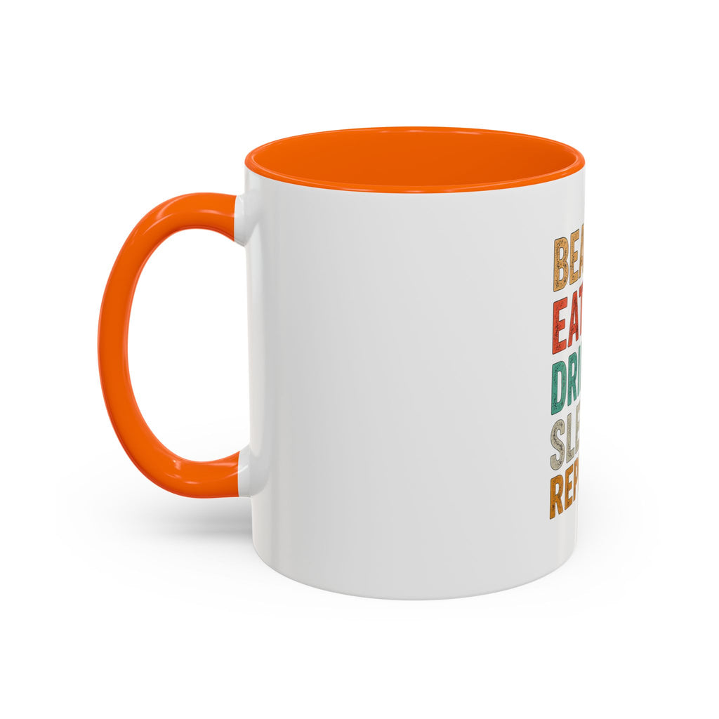 "Beach, Eat, Drink, Sleep, Repeat" Accent Coffee Mug (11, 15oz)