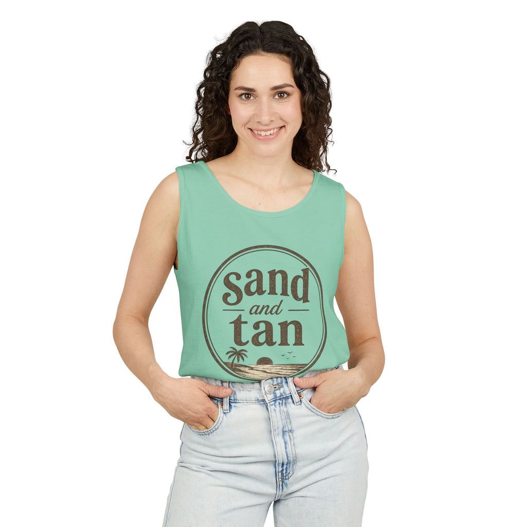 Sand and Tan Beach Tank Top — Vintage Surf Graphic