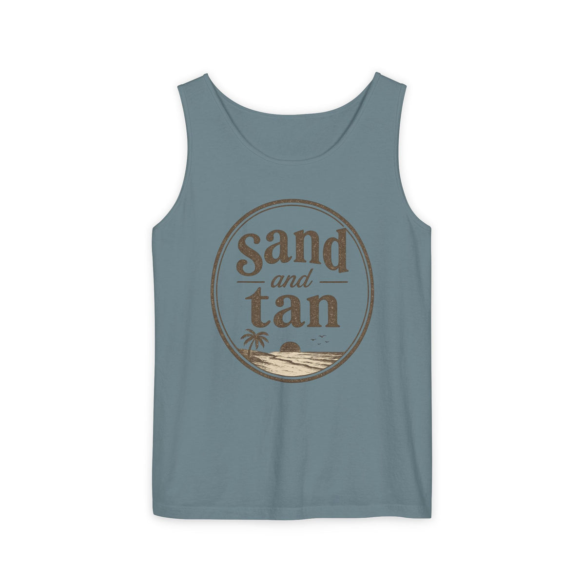 Sand and Tan Beach Tank Top — Vintage Surf Graphic