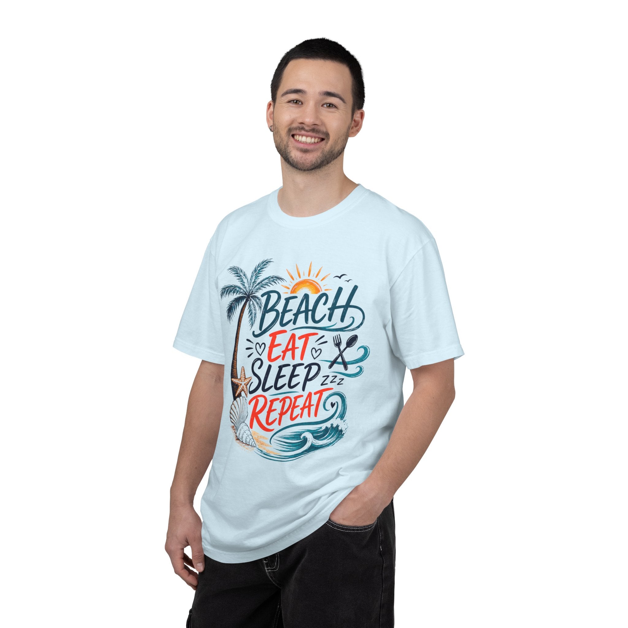 Beach, Drink, Sleep, Repeat T-Shirt — Retro Crest Tee