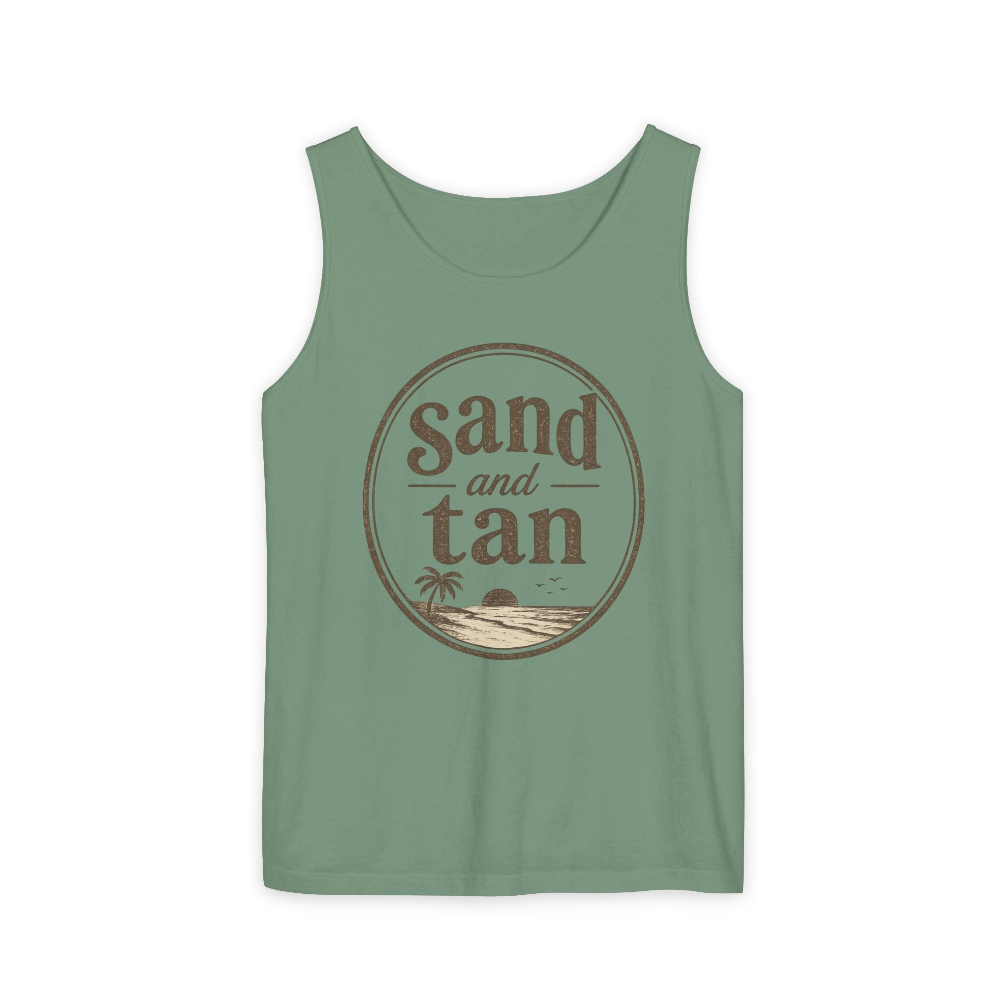 Sand and Tan Beach Tank Top — Vintage Surf Graphic