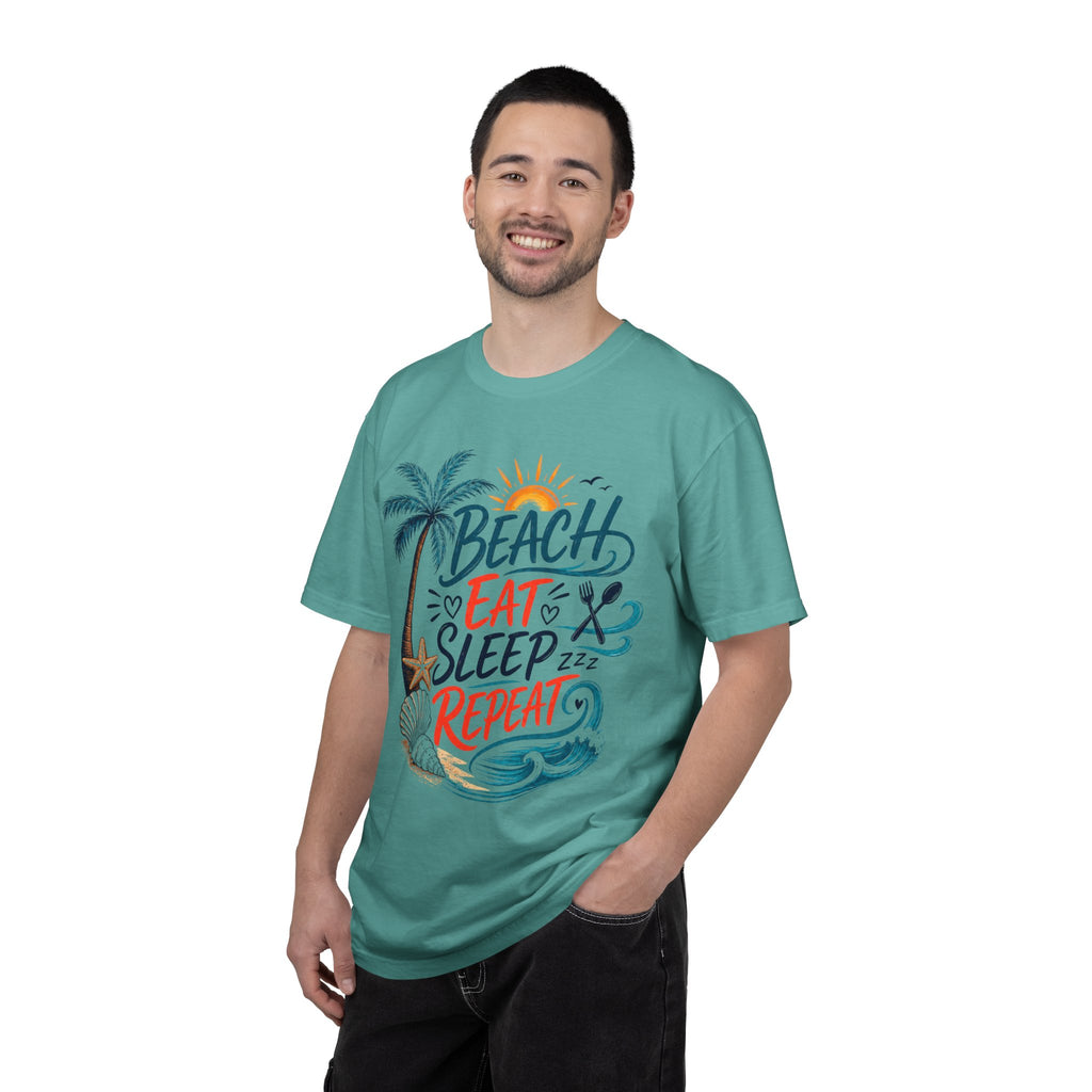 Beach, Drink, Sleep, Repeat T-Shirt — Retro Crest Tee