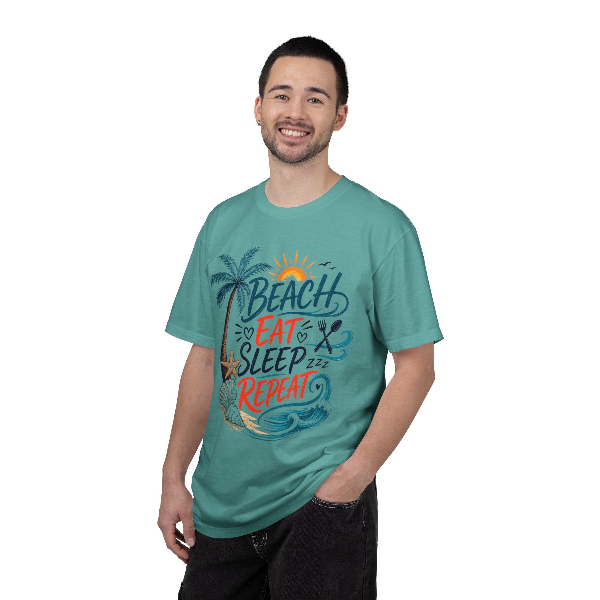 Beach, Drink, Sleep, Repeat T-Shirt — Retro Crest Tee