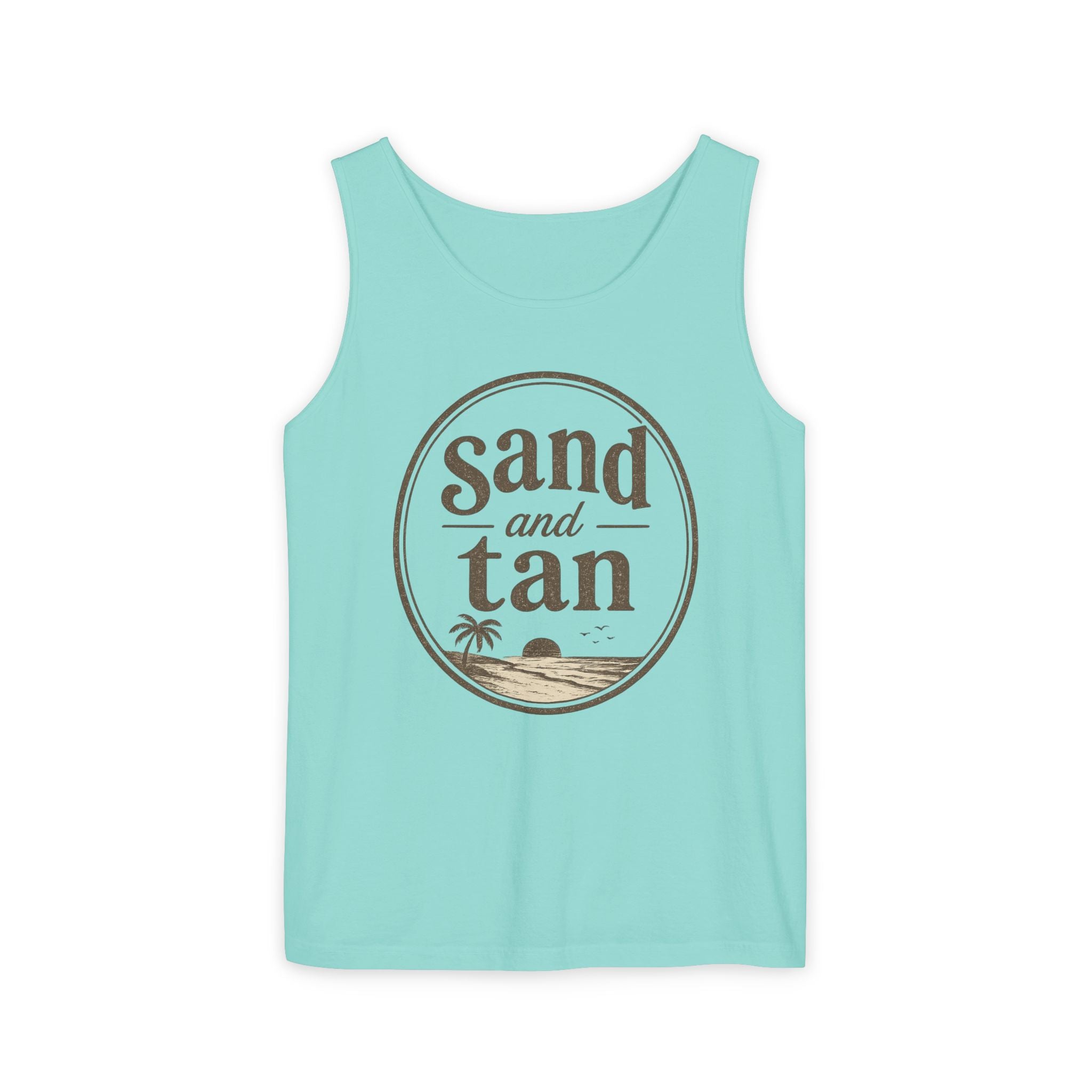 Sand and Tan Beach Tank Top — Vintage Surf Graphic
