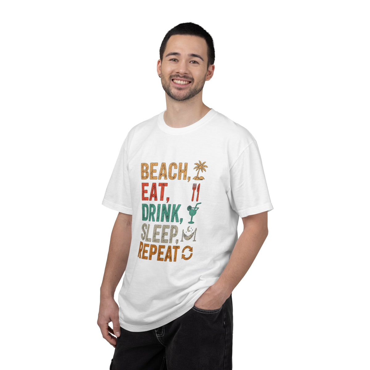 Beach, Eat, Drink, Sleep, Repeat T-Shirt — Icon Graphic Tee